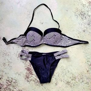 Convertible pushup bikini top bottom set